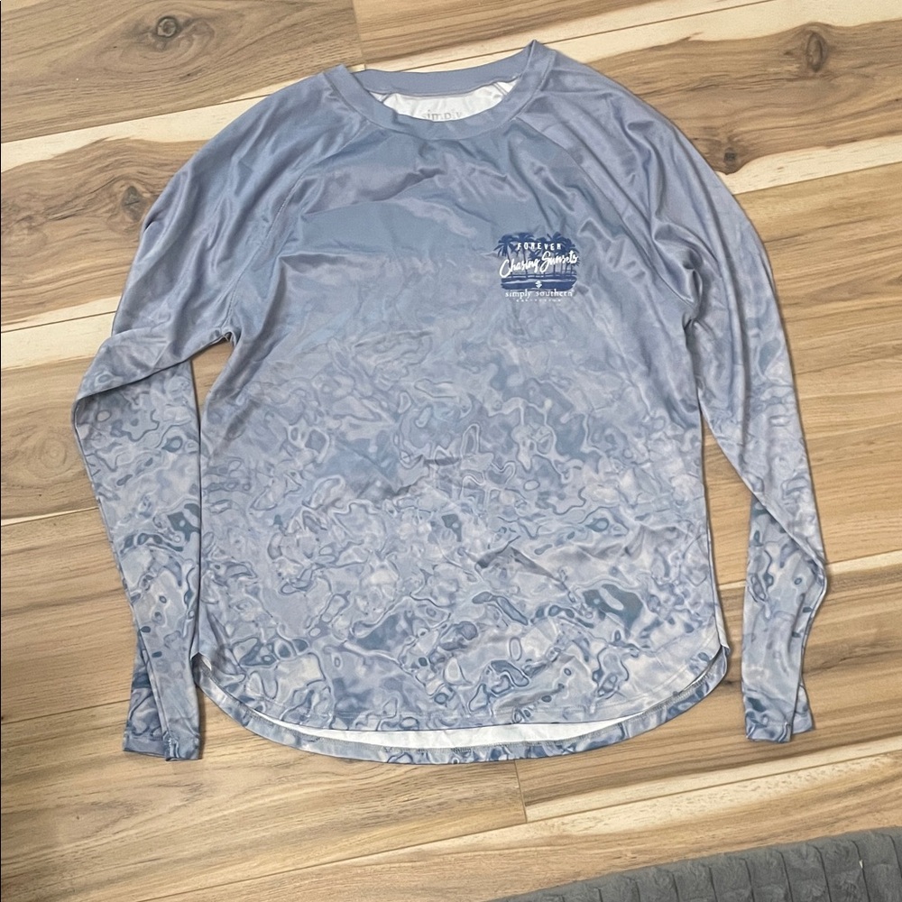 Simply Southern Men's Patterned Blue Long Sleeve Tee